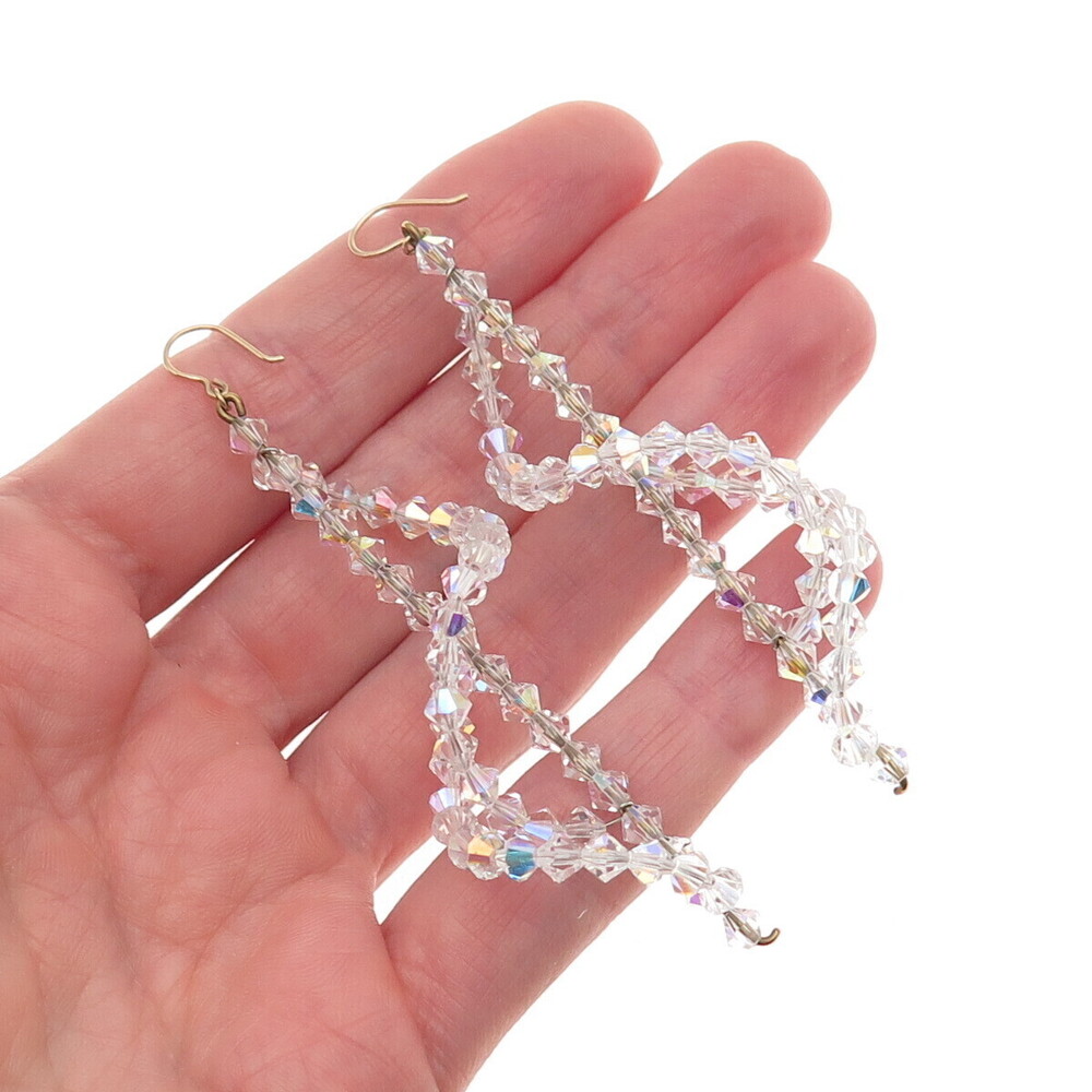 Gold Filled Vintage Crystal Beads Twisted Dangle Earrings